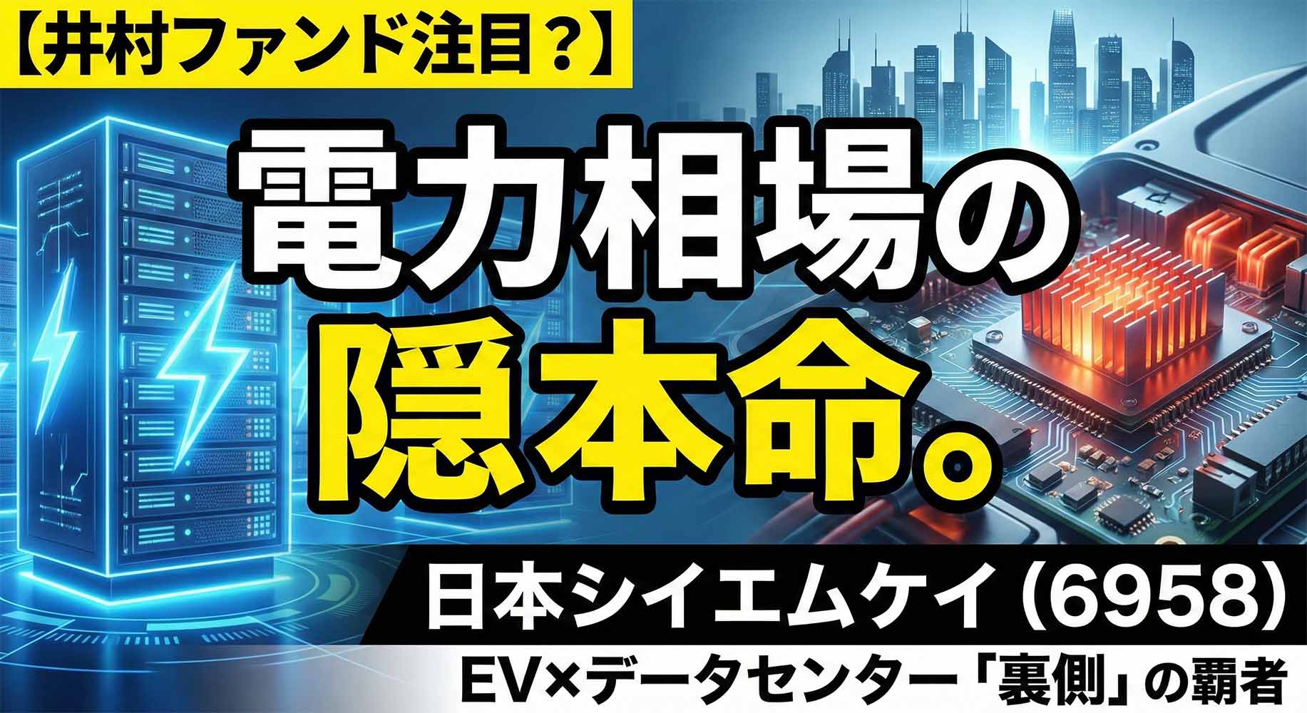 日本シイエムケイ(6958)の銘柄分析アイキャッチ｜井村ファンドも注目の電力相場・EV・データセンター関連の隠れ本命株